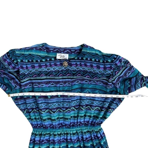 Lady Carol Vintage 80s 90s Pleated Short Sleeve Abstract Funky Shirt Mini Dress - Picture 12 of 16